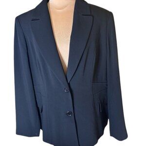 Louben Black Stretch Blazer 2 Button Career Jacket 14W NWT